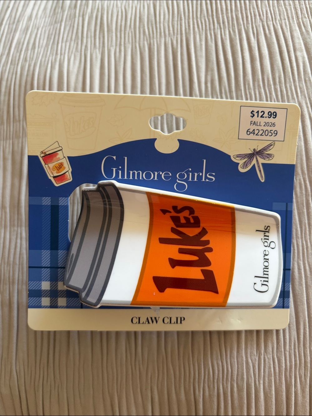 Gilmore girls Luke's Coffee Claw Clip - White & Orange